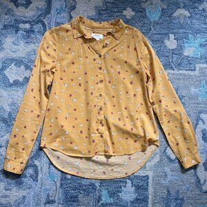 Maeve Mustard Floral Button Down Shirt